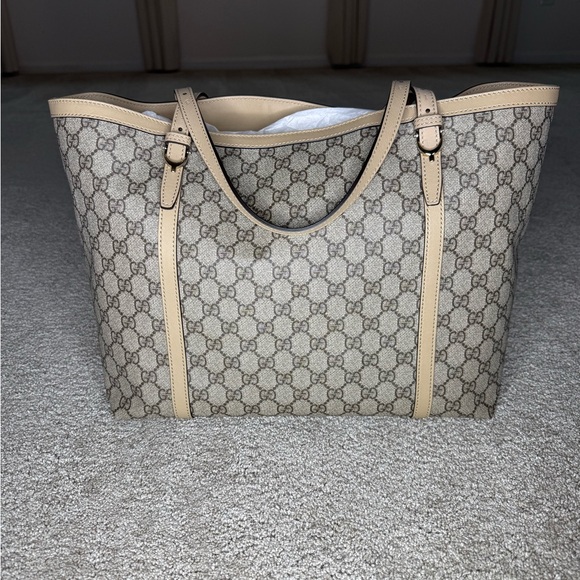 Gucci Beige and Brown Monogram Tote - Picture 1 of 16